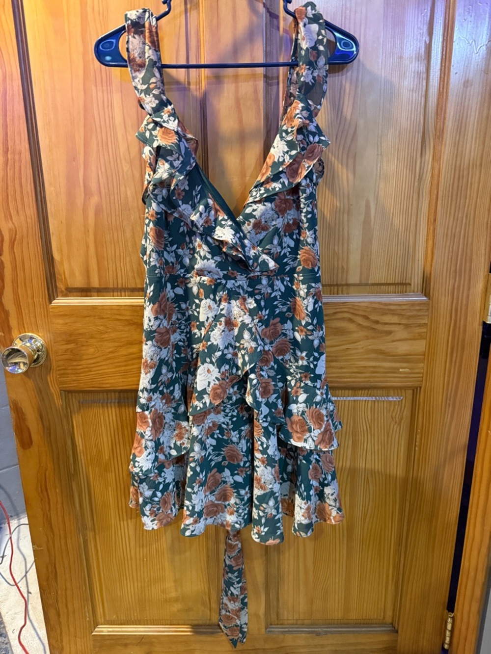 Windsor Green Floral Ruffle Mini Dress